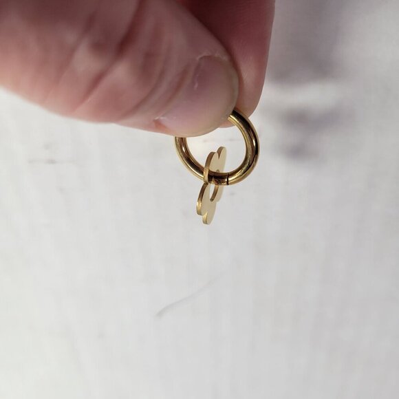 Revolve Peter & June Gold-Tone Dainty Modest Flower Charm Floral Hoop Earrings - Picture 2 of 3